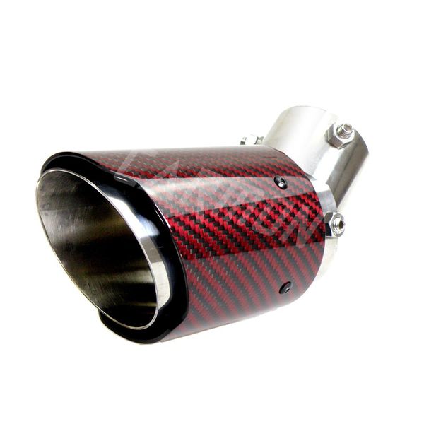 

gtparts car universal no logo angle adjustable carbon fibre exhaust tip straight edge red carbon fiber muffler tip for toyota honda