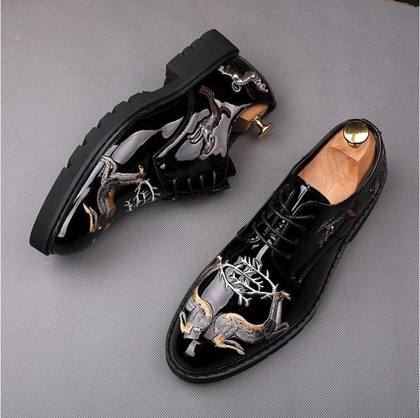 

luxury designer fashion driving party wedding shoes men casual superstar sneakers pu leather embroidery male walking breathable flats w402, Black