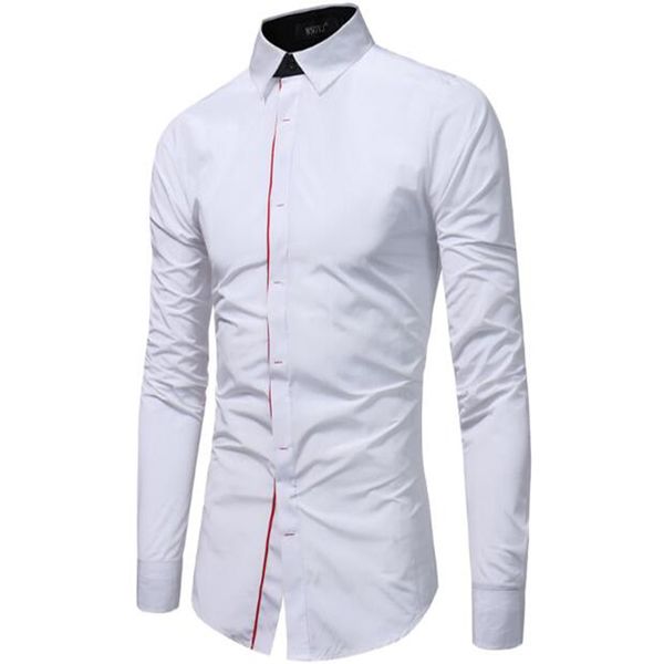

autumn winter new style quality man dark button slimming shirt business fashion long sleeve casual shirt, White;black