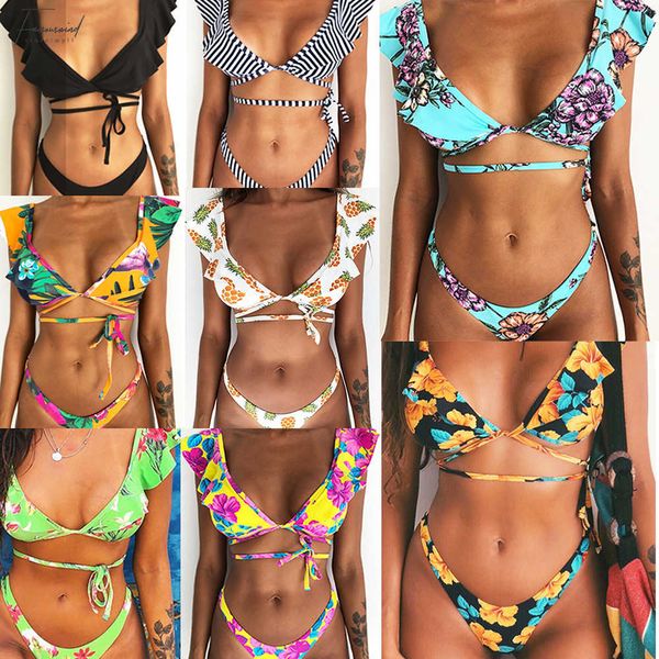 

mini bikini set off shoulder thong swimsuit suit swimwear bandeau floral swimming ribbed suit brazilian biquni 2019, White;black