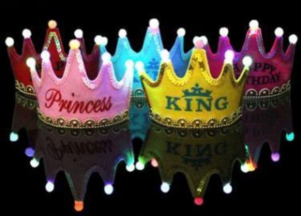 

foldable led light child kids children christmas day party king princess crown cap hat headband with led light