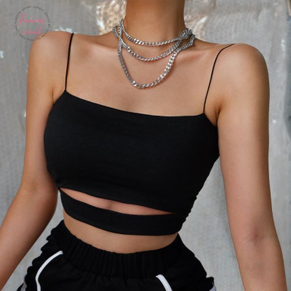 

women black crop 2020 lingerie camis clothes china fashion solid hollow out fitness streetwear crop, White