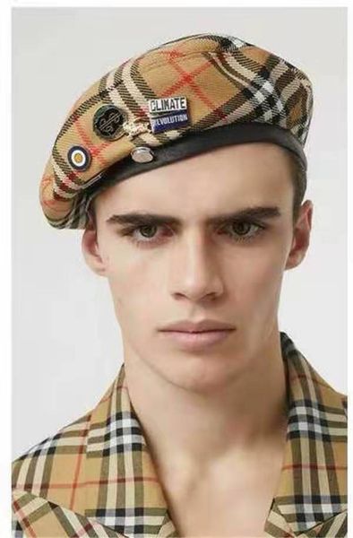 

classic case grain with badge solider army hat man woman wool vintage beret beanies caps winter warm hat cosplay hats for woman, Blue;gray