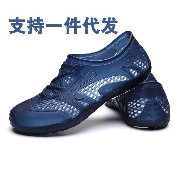

men's double layer home slipper case color case-layer sandals soft tpu jelly shoe upper men's sandals, Black