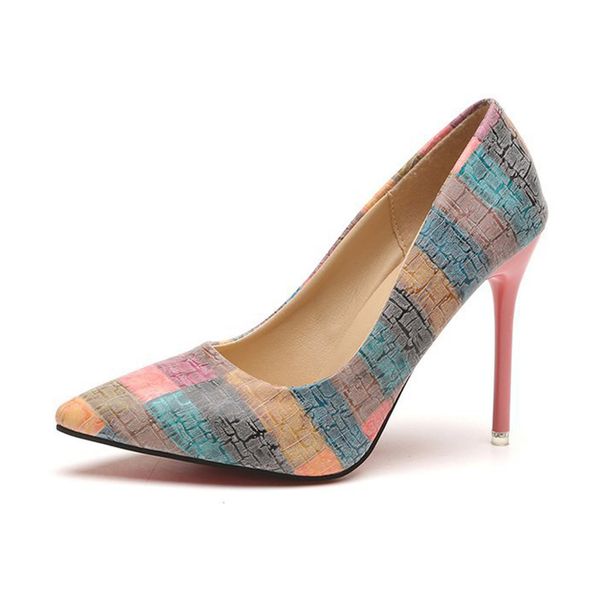

cozulma women elegant colorful point-toe pump shoes 2019 female fashion slip-on thin heels party shoes size 34-42, Black