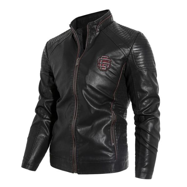 

men vintage cool jacket leather long sleeve man jacket spring 2019 autumn winter stand collar club coat jaqueta masculino #cl3, Black