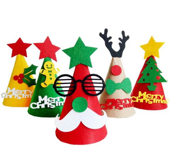 

diy christmas cap party decoration handmade favor christmas tree reindeer santa claus hat cap new year festive gift supplies