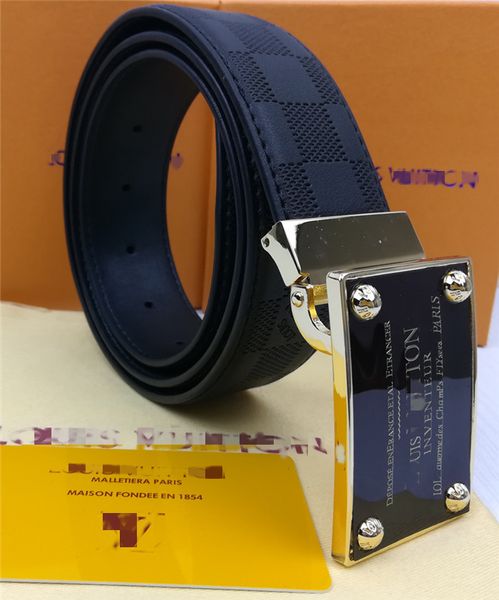 

new men and women designer belt plaid print belt trend fashion belt length 105-125cm ing, Blue;gray