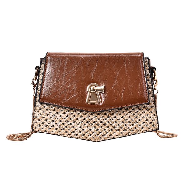

classic woven chain wild beach bags fashion summer ladies buckle shoulder bag for women messenger crossbody bag bolso playa