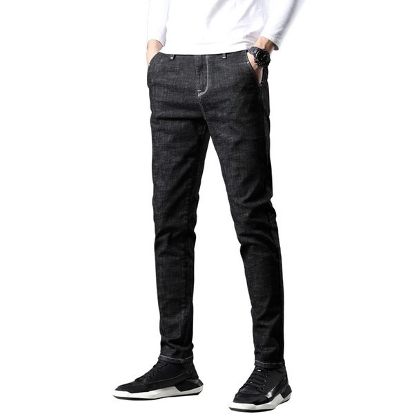 

foreign trade korean-style men's elasticity slim fit cowboy trousers teenager trend versitile fashion skinny pants, Blue