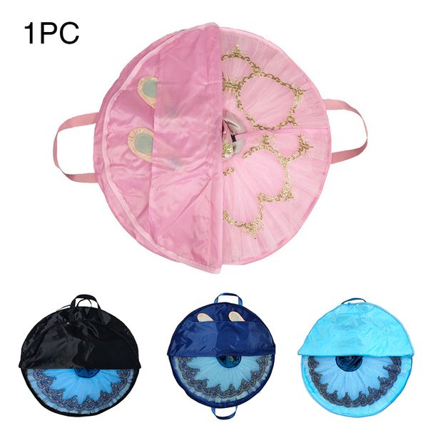 

storage ballet tutu bag pancake style double zipper oxford cloth kids foldable flexible waterproof large round soft case, Black;red