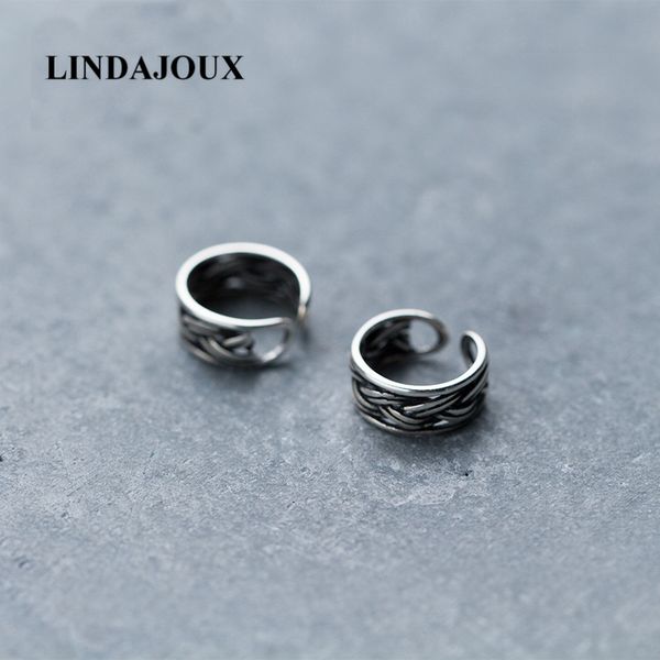 

vintage braid band thai 925 sterling silver clip earrings no piercing for women sterling-silver-jewelry clips earring