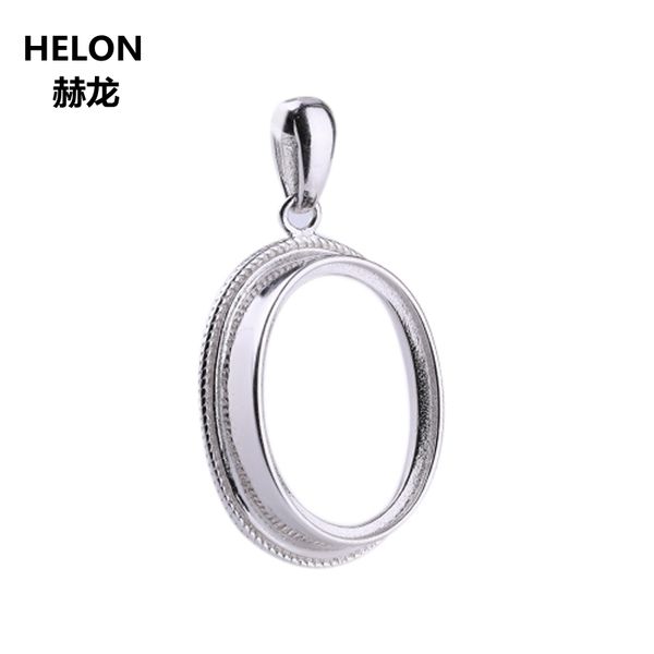 

925 sterling silver women pendant 13x18mm oval cabochon semi mount pendant setting for amber opal agate garnet setting