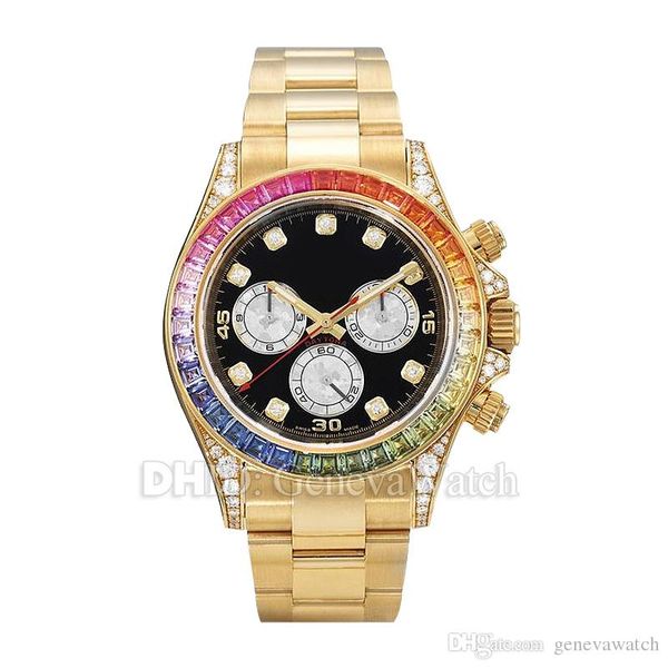 

luxury watch man 116598 rbow rainbow diamond bezel mechanical automatic watch 18k 316l stainless steel gold wristwatches no chronograph, Slivery;brown