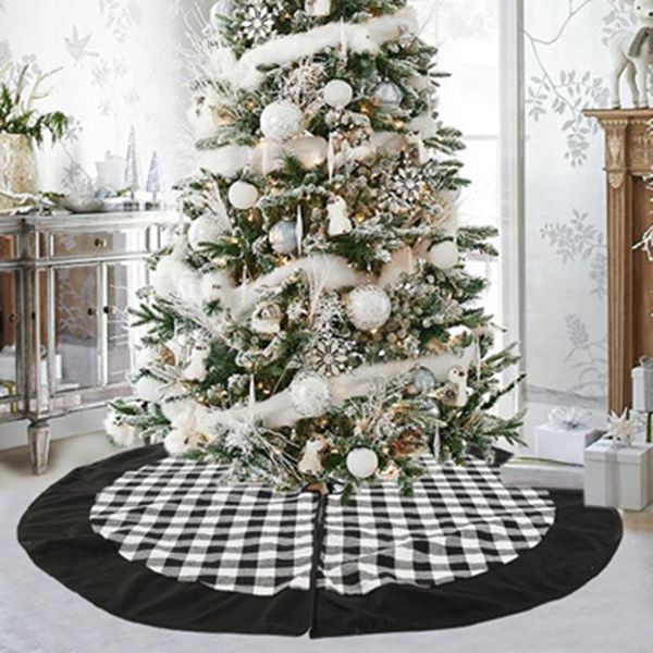 

integrated grid christmas tree skirt apron carpet floor mat home new year party festivals xmas home ornament gift yourself