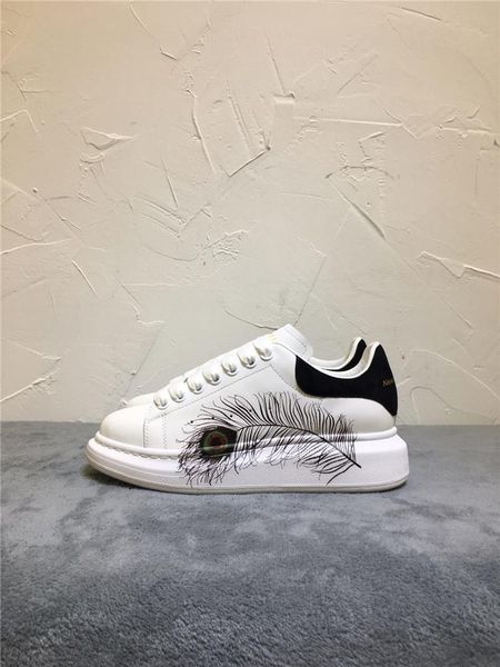 

new high-end brand 3d printing couple white shoes lace-up printing fashion wild casual sports shoes shoes 08, Black