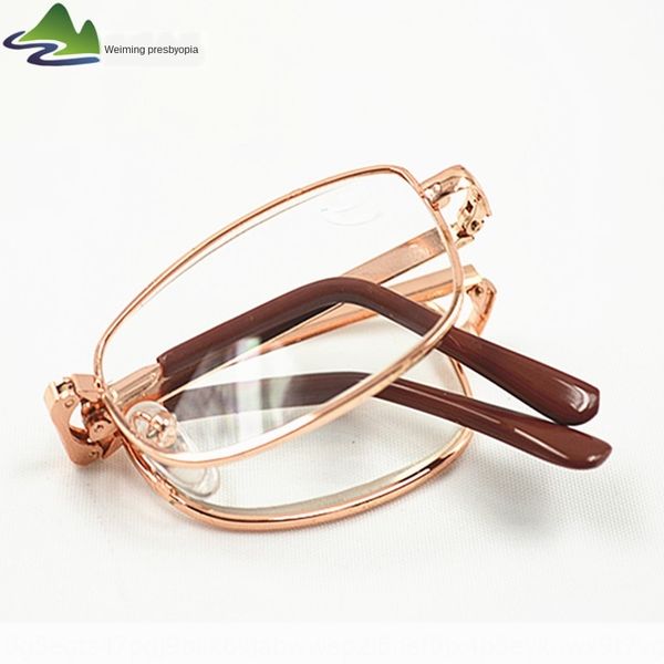 

nmawd simple and portable brown zipper bag presbyopic box zipper bag hd resin folding presbyopic glasses metal frame folding gl, Silver