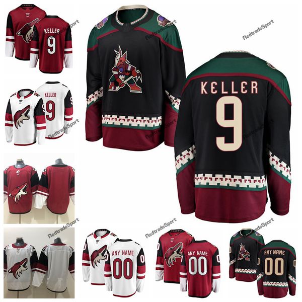 

2019 customize clayton keller arizona coyotes hockey jerseys custom alternate black #9 clayton keller stitched hockey shirts s-xxxl, Black;red