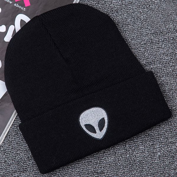 

new product alien embroidery street human skeleton knitting hats autumn and winter outdoors ghost head keep warm wool hat