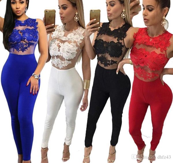 

wholesale- sought-after women evening party playsuit ladies lace long jumpsuit clubwear1, Black;white