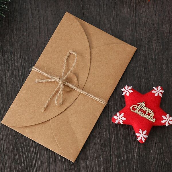 

kraft paper greeting card with plush hairpin christmas card creative blessing gift 3d retro message card with envelope hemp rope