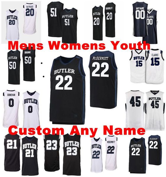 

батлер бульдоги майки бэддли джерси камар болдуин халиф баттл кристиан дэвид кэмпбелл донован баскетбол мужские майки сшитые на заказ, Black