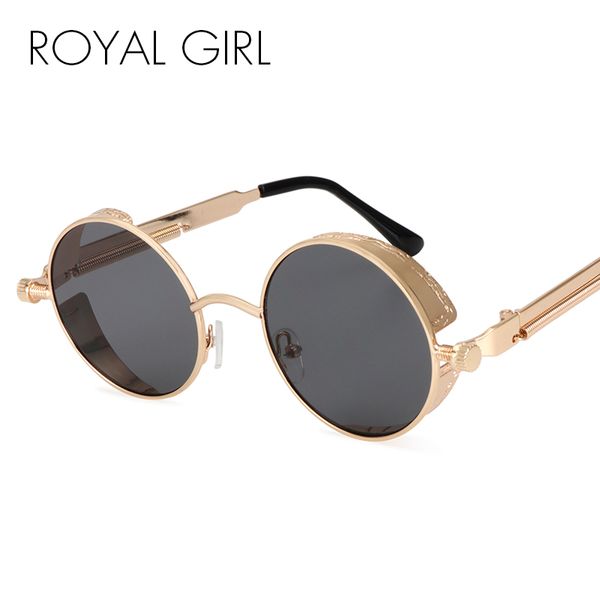 

royal girl steampunk round sunglasses men coating mirrored retro vintage sun glasses women oculos gafas uv400 ss418, White;black