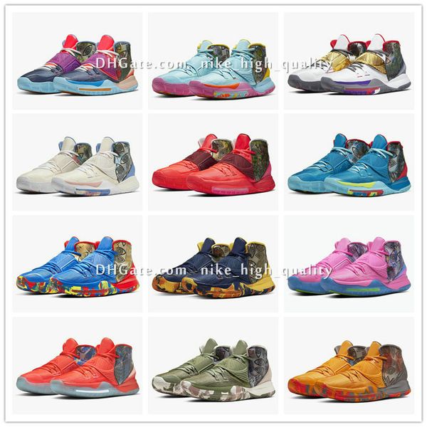 

kyrie 6 pre-heat nyc miami houston la shanghai beijing guangzhou taipei tokyo manila berlin heal the world basketbal shoes cn9839-403-100 hi, Black