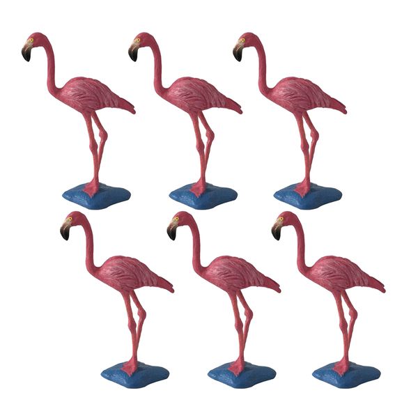 

6pcs decorative fake flamingo birds statue sculptures figurines for home desk shelf mantel yard lawn patio party favors