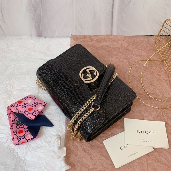 

дизайнерские сумки через плечо женщины дизайнерский кошелек женщины crossbody сумка крокодил шаблон сумка-мессенджер с коробкой 22*16 см, Black