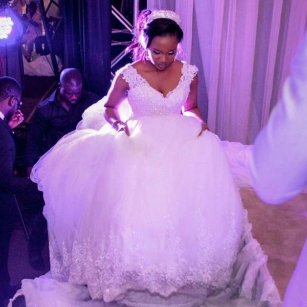 

Красивые Кружева Аппликация Свадебные Платья 2020 Милая Африканский Тюль Плюс Размер Арабский vestido de noiva Свадебное Платье Бал Пользовательские