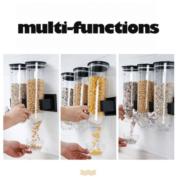 

double cereal dispenser bottle tank kitchen storage box grain dry grain container snack nuts candy barrel household