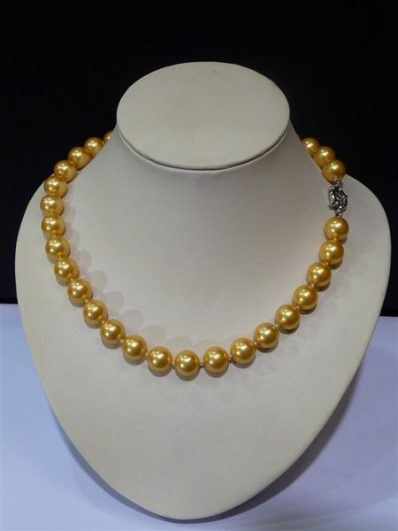

10mm gold-color south sea shell pearl necklace beads shell pearl necklace long sweater chain wedding women gift word 925 silver
