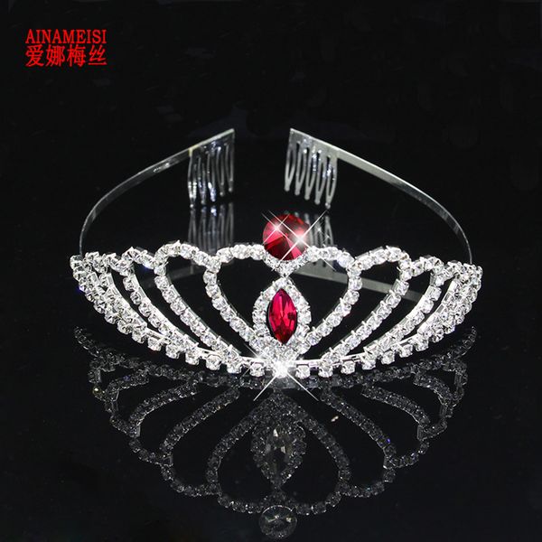 

ainameisi 5 colors crystal crowns headpiece silver rose gold bridal wedding hair jewelry accessories fashion tiaras and crowns, Golden;white