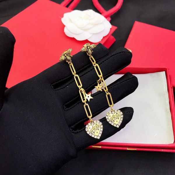 

selling wild bee bamboo designer earrings love letters diamonds luxury designer jewelry women earrings, Golden
