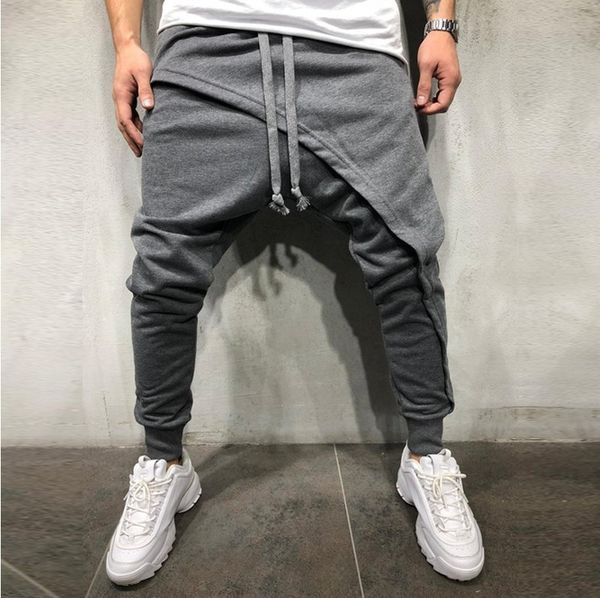 

мужчины joggers шаровары jogger hombre кулиской плюс размер багги sweatpants hip hop trackpants m-3xl падение промежности мужские брюки, Black