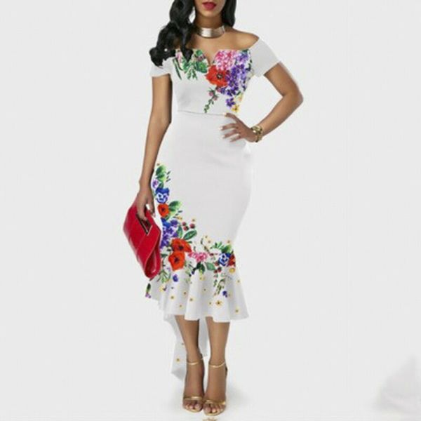 

summer women off shoulder short sleeve bodycon knee-length dresses ladies fashion evening party ruffle gown dresses, Black;pink