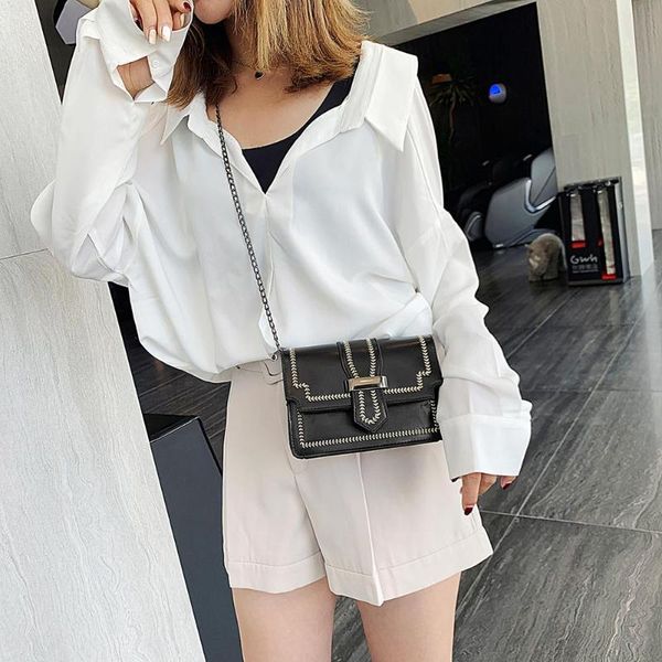 

elegant contrast color clutch women shoulder messenger flap leather bags soft surface durable dropshipping