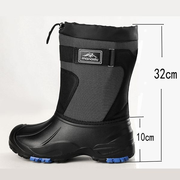 

waterproof non-slip rain boots men bot winter work antiskid rubber shoes warm galoshes waterproof shoes rain shoes snow boots, Black