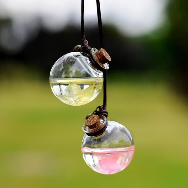 Heißer Verkauf Mini Parfüm Flasche Leere Runde Glas Auto Hängen Flaschen Ätherisches Öl Parfüm Anhänger Ornament Duft Lufterfrischer 100 teile/los