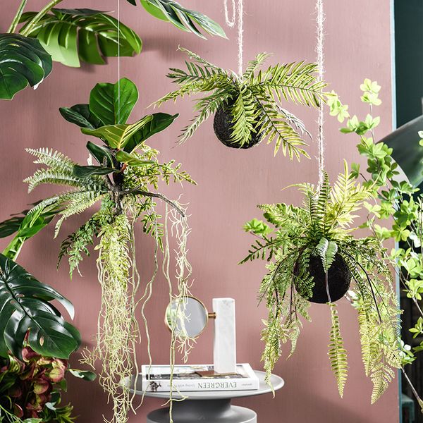 2019 Nordic Simulation Fern Aerial Hanging Ball Ceiling Decoration Plant Wall Home Hanging Fake Flower Wall From Hogane 28 12 Dhgate Com