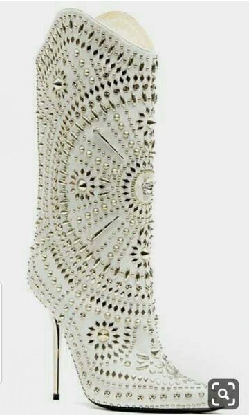 

2019 new women white boots fashion rhinestone booties party shoes spike stud boots thin heel martin boot beading mujer botas zip up, Black