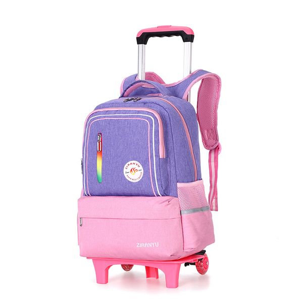 

kids trolley schoolbags for girls orthopedic waterproof backpack children 6 wheels removable bookbags boys trolley travel bag
