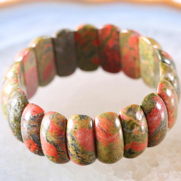 

bracelet for women men natural stone beads bangle multi color unakite epidote stretch jewelry gift 8" 1pcs h010, Black