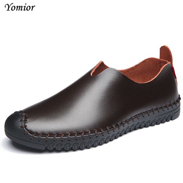 

yomior men leather shoes 2017 new casual designer shoes slip on fashion drivers comfort loafers cowhide moccasins, Black