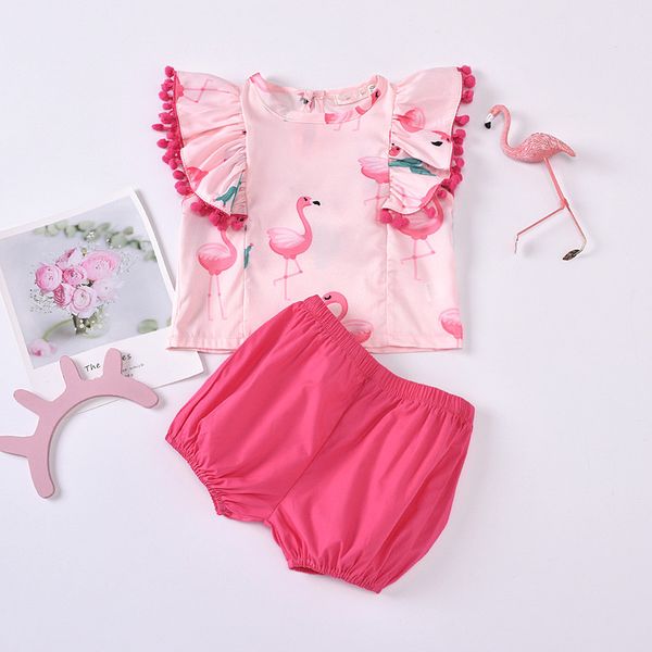 

лето 2020 sets девушки огневое рафинирование птица бабочка рукав шорты, White