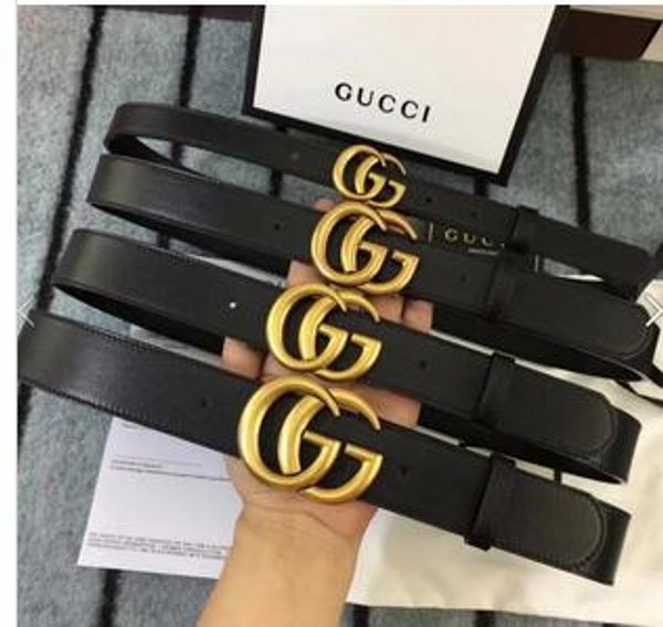 

0020men's leisure business black leather ggbelt gold buckleguccisbig buckle belt ladies designersfashion belt, Black;brown