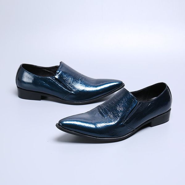 

sapato social blue mens leather shoes pointy slip on flats formal shoes men oxford for men summer dress wedding loafers, Black