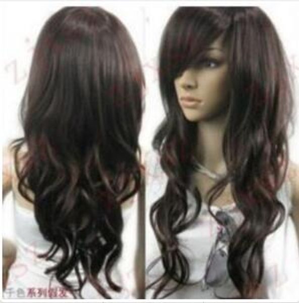 

beautiful stylish long mixed curly blonde brown wig wigs for wome, Black