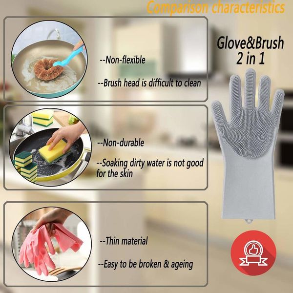 

rubber kitchen dishwashing gloves cleaning dish fruit washing gloves for kitchen household car pet glove fda